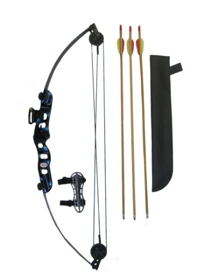 Arco in fibra color carbonio sistema a carrucole 25 Lbs