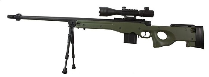 Carabina a molla sniper 1000 L96AWS verde con bipiede