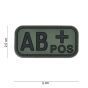 Blood type patch "AB+ pos" in Green PVC with Velcro