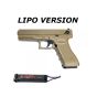 Pistola elettrica professionale gearbox in metallo Glock 18C con Batteria Li-Po Tan Cyma (CM030TBLIPO)