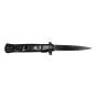Coltellino STILETTO sevo assistito Manico  in ABS nero con sfumature bianche    