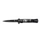 Coltellino STILETTO sevo assistito Manico  in ABS nero con sfumature bianche    