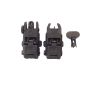 Front / rear flip-up folding rifle sights with button