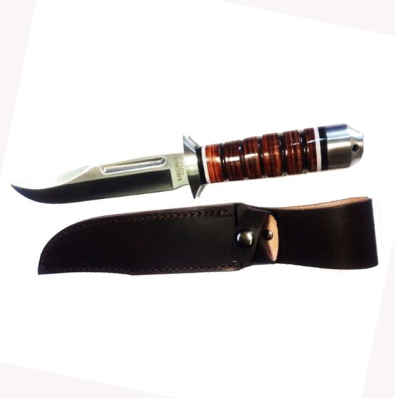 Classic hunting knife with leather cover