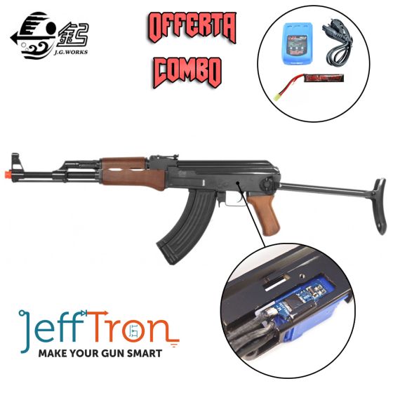 Electric Rifle AK 47 Folding Black / Wood + MOSFET JeffTron JG Works Combo Offer