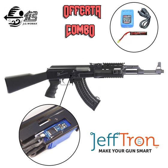 Fucile Elettrico AK 47 RIS Tactical Nera + MOSFET JeffTron JG Works Offerta Combo