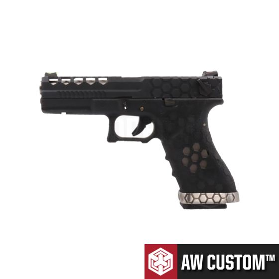 Pistola a Gas Glock 17 HEX-cut Alleggerita - Nera - AW Custom (110728)