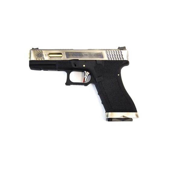 Glock 17 G17 Custom Gas Gun - Silver / Gold / Black - WE (1181)