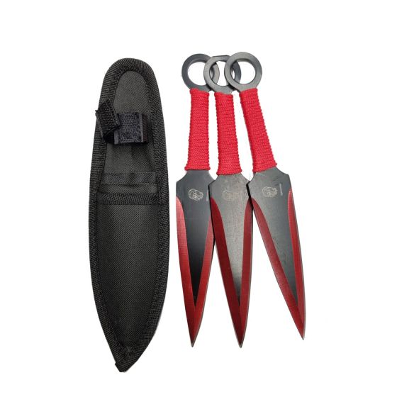 Set Of 3 Throwing Knives with red cord
