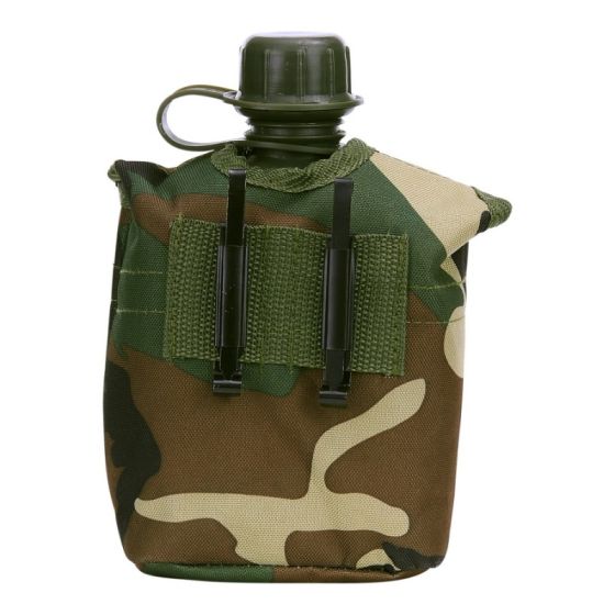 1 liter plastic bottle covered with Woodland