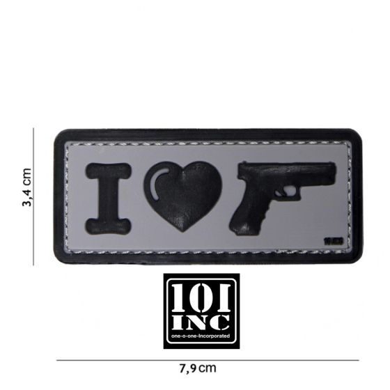 Patch 3D PVC con Velcro ""I Love my Sidearm"" Grigio 101 INC (444130-4089)