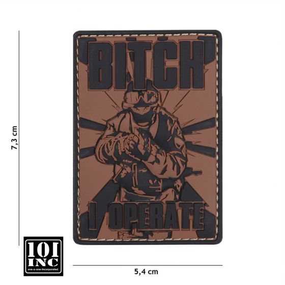 Patch 3D PVC with Velcro "Bitch I Operate" Brown 101 Inc.(444130-5415)