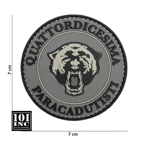 Patch 3D PVC con Velcro ""Quattordicesima Paracadutisti"" Italia Grigio 101 Inc. 