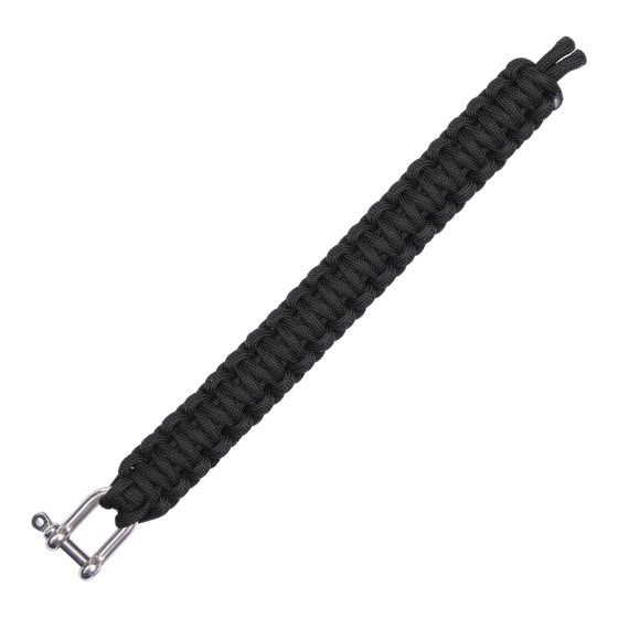 Braccialetto Survival Paracord - Nero - moschettone in metallo  101 INC