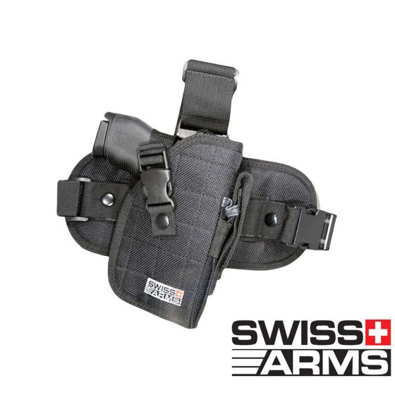 Fondina cosciale NERA destra  in cordura swiss arms