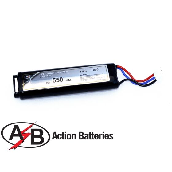 LI-PO battery 7.4 v x 550 mAh 20C - 13 x 24 x 85 mm - Action Batteries (AB2S55N20)