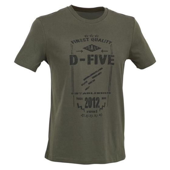 T-Shirt con logo design D.FIVE - Sfondo Khaki ""Verde Militare"" - Defcon 5 (DF5-TFL01 K)