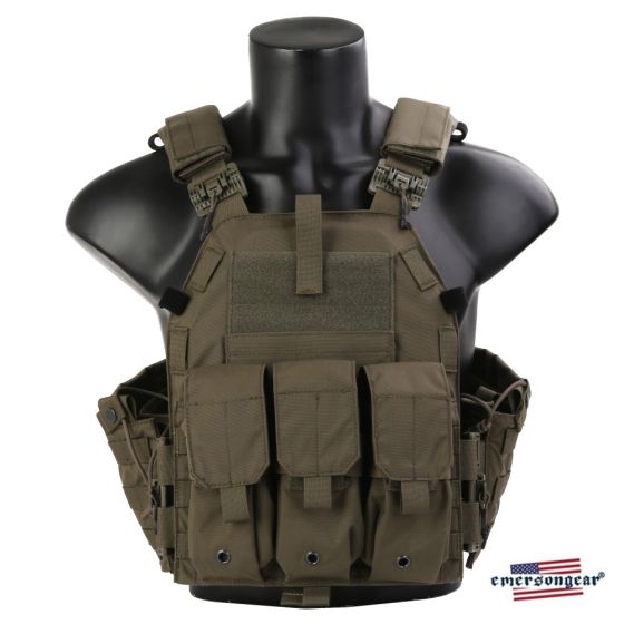 Gilet Tattico Plate Carrier Tactical Vest - 500D - Ranger Green ""Verde"" - EmersonGear Blue Label
