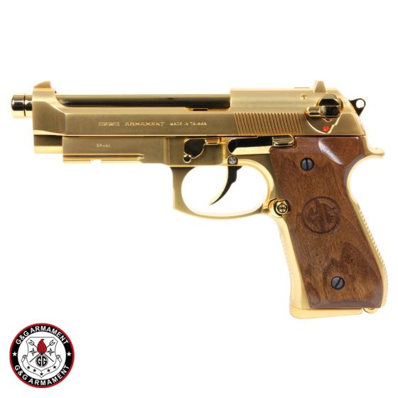 GPM92 Gas Pistol Limited Edition - 999 pieces - 20k Gold and Walnut Wood Cheeks - G&G