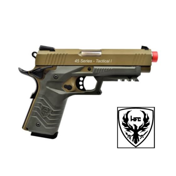 Pistola 1911 Tactical I full metal scarrellante a Co2 nera/tan HFC (HG 171T)