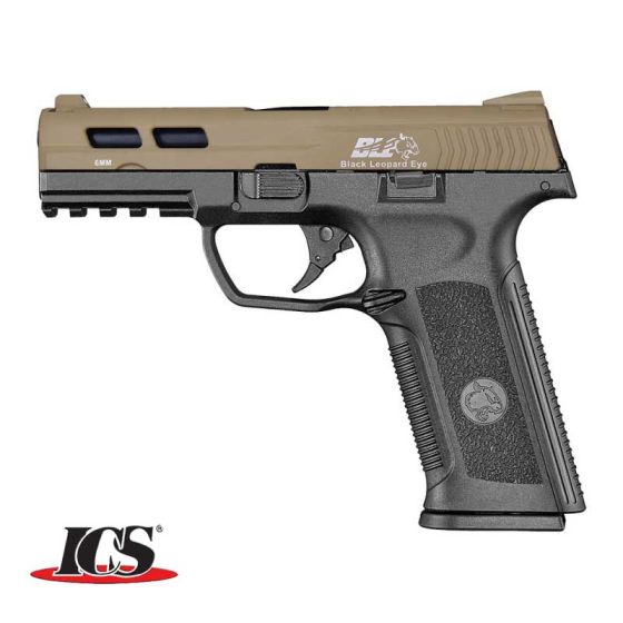 Pistola a gas BLE XAE bicolore Frame Dark Earth  - Black  Leopard Eye ICS (ICS-BLE-006-SD4-XAE)