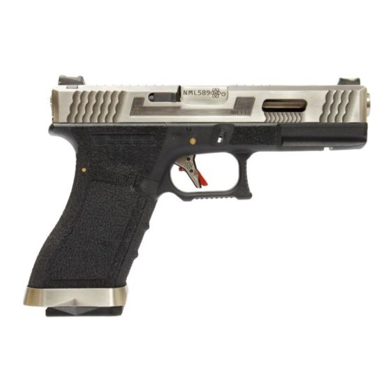 Pistola Softair Glock G17 Green Gas Blowback FORCE S7 Custom Nero / SilverWE