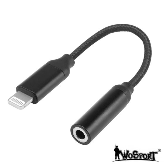 Adattatore da USB Lighting a Jack audio 3,5mm Nero per Iphone WoSport