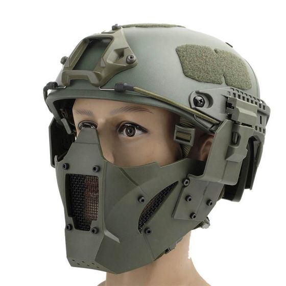 Warrior Half Face Mask Single Use With Fast Helmet Military green